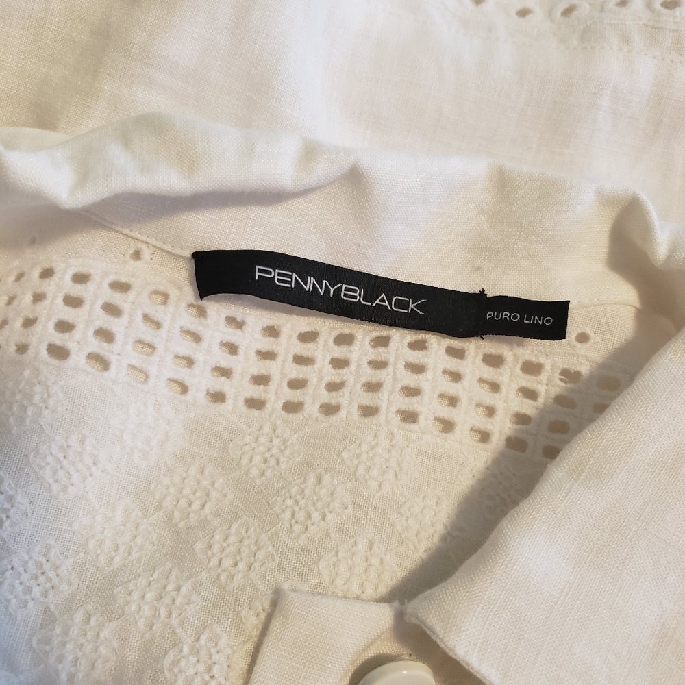 PENNYBLACK White Linen Dress Size 4, Preppy, Casual Embroidery - Picture 6 of 8